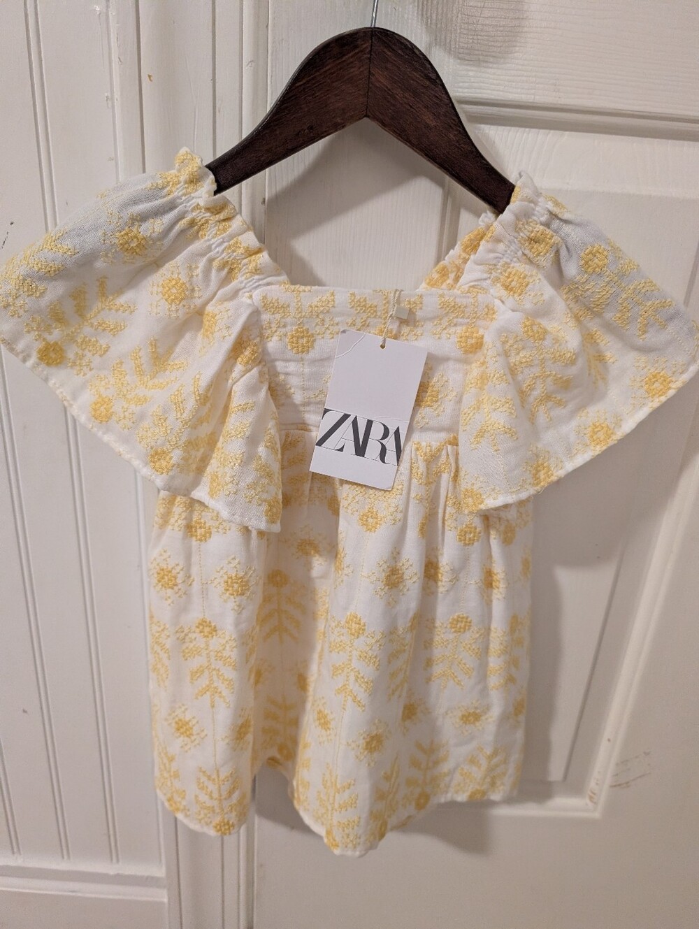 New Girls Zara Dress 18 To 24 Months White Yellow Lace